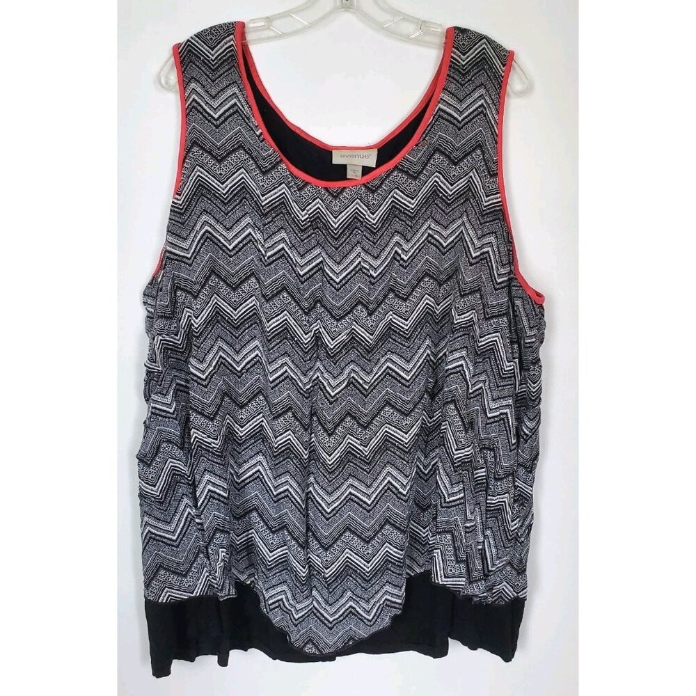 Avenue Black & White Chevron Layered Tank Top Size 26/28 4x
